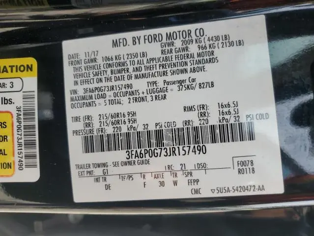 2018 FORD FUSION S  
