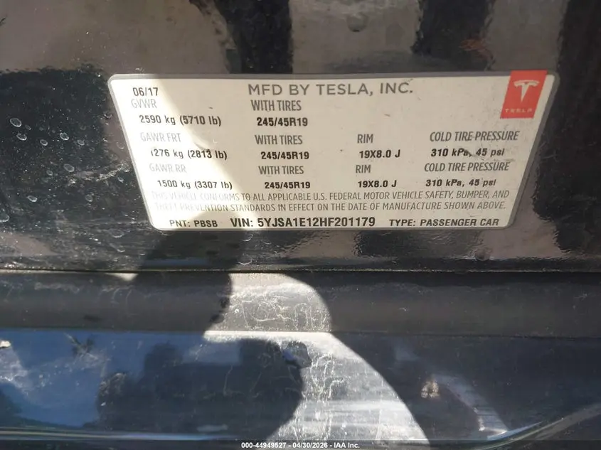 2017 TESLA MODEL S 60/75