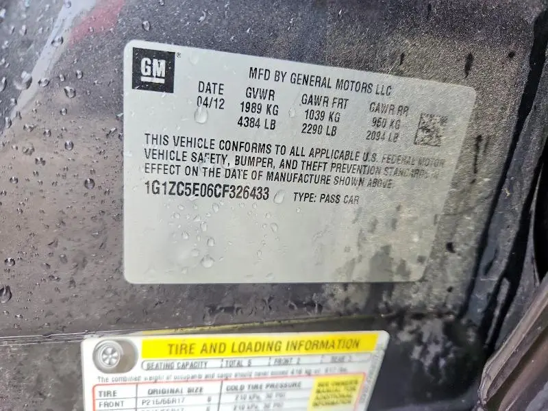 2012 CHEVROLET MALIBU 1LT  