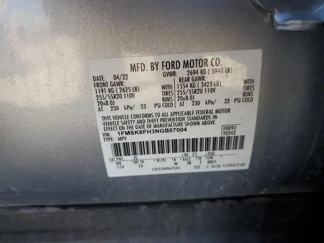 2022 FORD EXPLORER LIMITED  