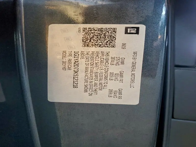 2019 CHEVROLET CORVETTE STINGRAY 1LT  