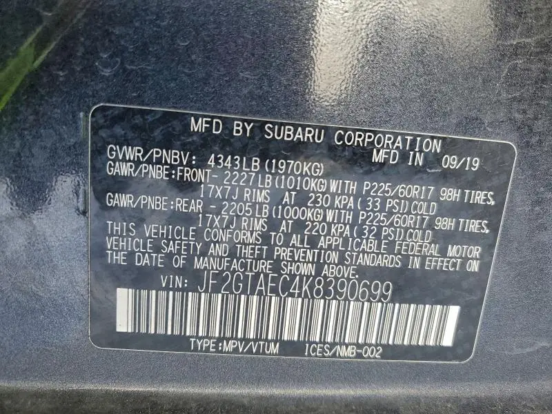 2019 SUBARU CROSSTREK PREMIUM  