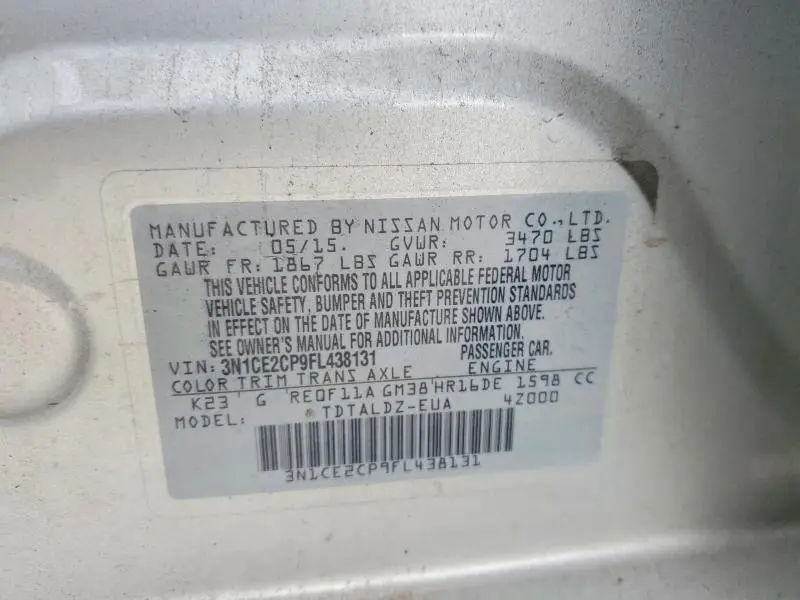2015 NISSAN VERSA NOTE SV  