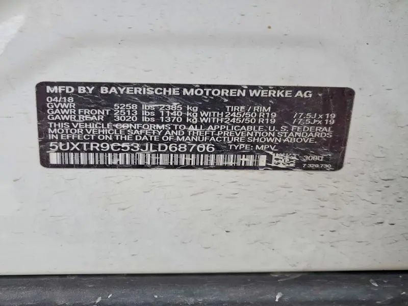 2018 BMW X3 XDRIVE30I  