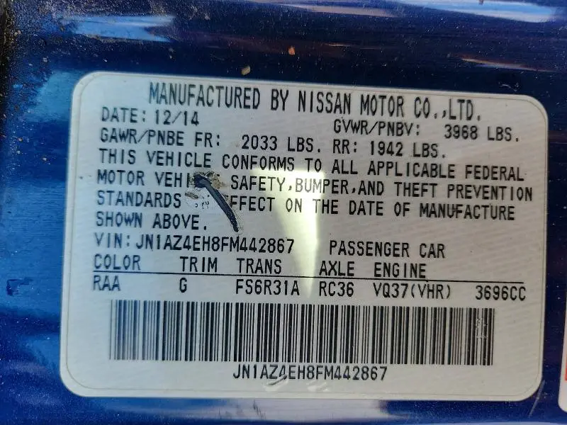 2015 NISSAN 370Z BASE  