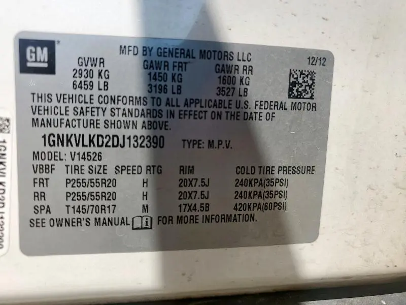 2013 CHEVROLET TRAVERSE LTZ  