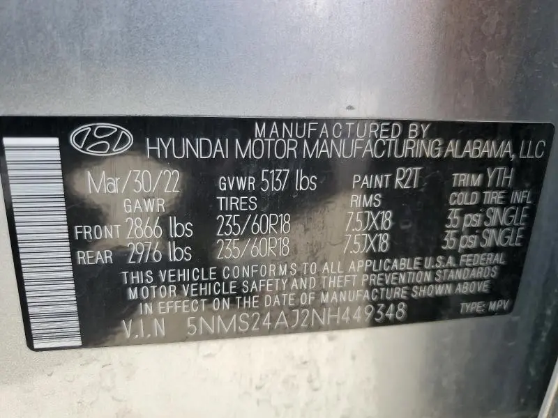 2022 HYUNDAI SANTA FE SEL  