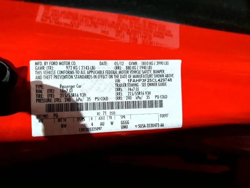 2012 FORD FOCUS SE  