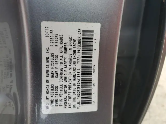2017 HONDA ACCORD EXL  