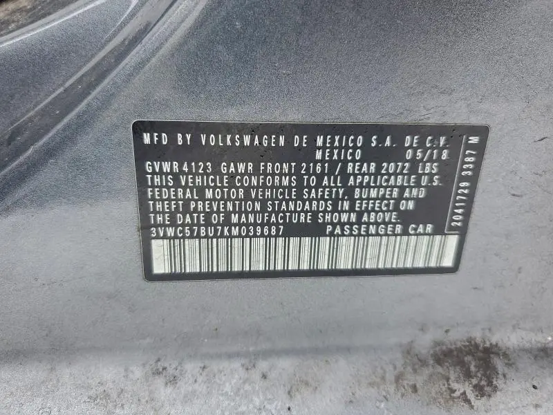 2019 VOLKSWAGEN JETTA S  