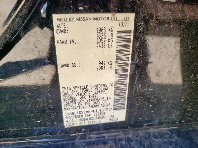 2021 NISSAN ALTIMA SV  