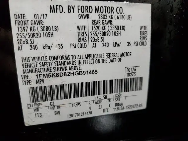 2017 FORD EXPLORER XLT  