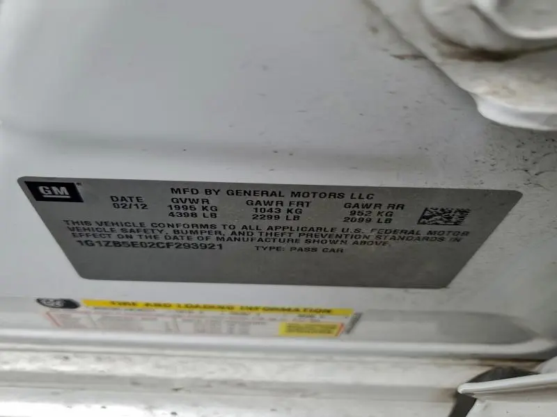 2012 CHEVROLET MALIBU LS  