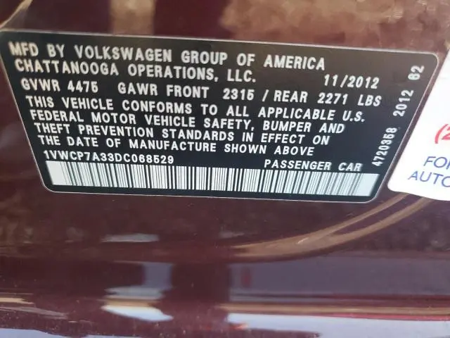 2013 VOLKSWAGEN PASSAT SEL  