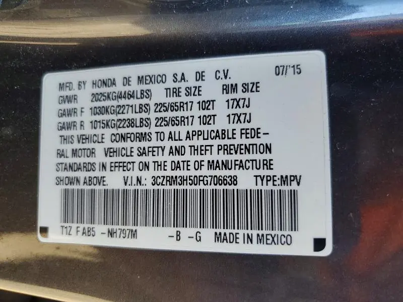 2015 HONDA CR-V EX  