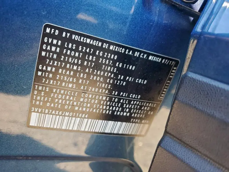 2018 VOLKSWAGEN TIGUAN S  