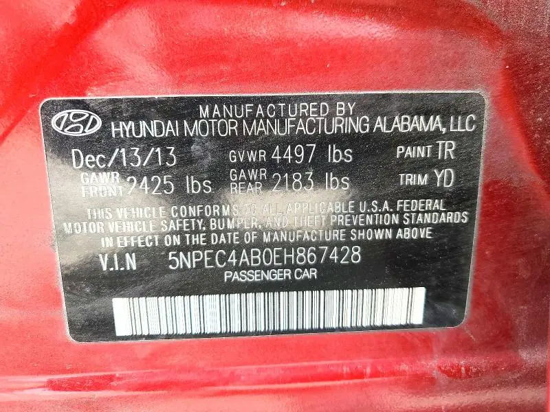 2014 HYUNDAI SONATA LIMITED 2.0T  