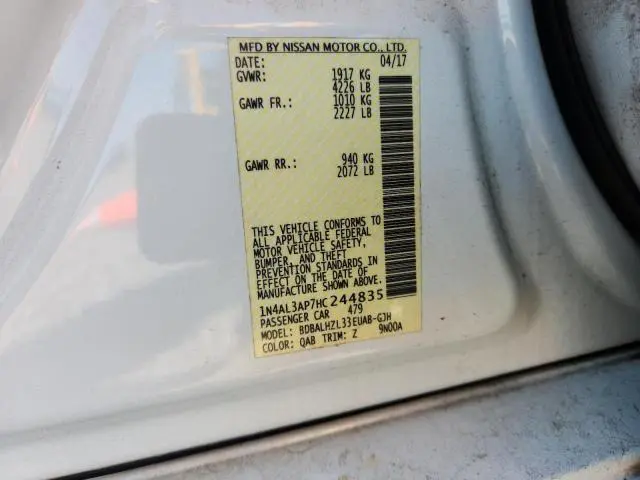 2017 NISSAN ALTIMA 2.5 SR  