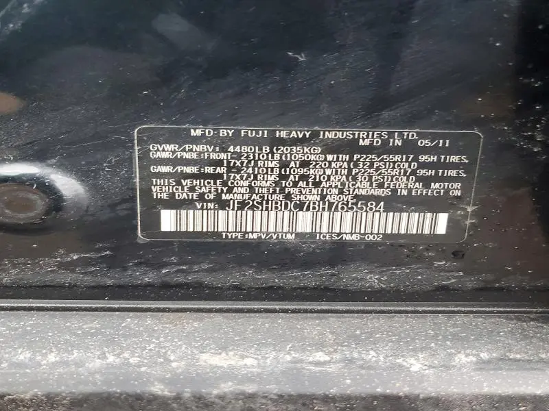 2011 SUBARU FORESTER 2.5X PREMIUM  