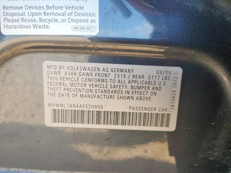 2010 VOLKSWAGEN CC SPORT  