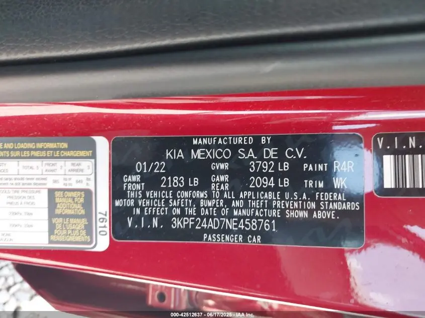 2022 KIA FORTE LXS