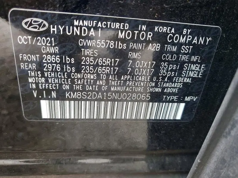 2022 HYUNDAI SANTA FE BLUE  