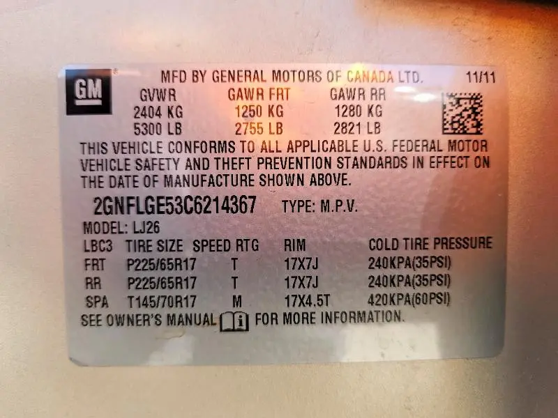2012 CHEVROLET EQUINOX LTZ  