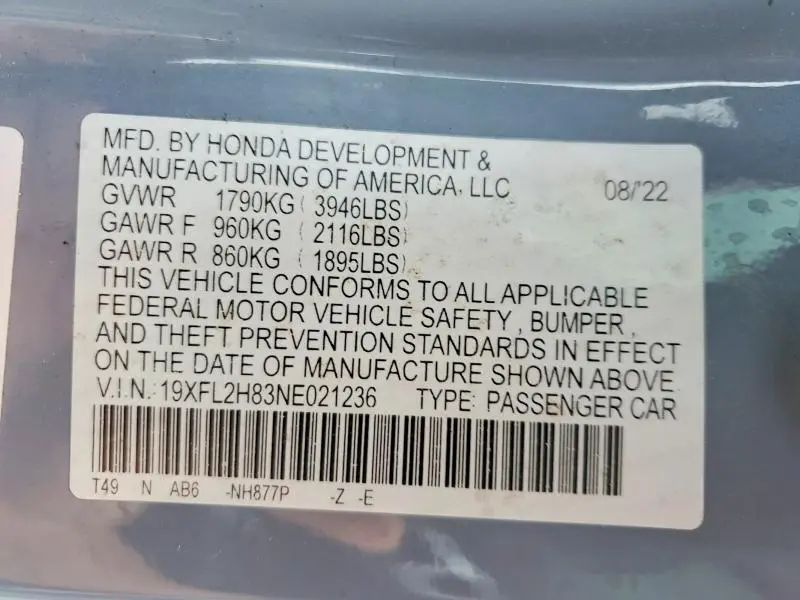 2022 HONDA CIVIC SPORT  