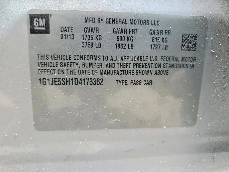2013 CHEVROLET SONIC LTZ  