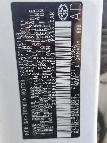 2015 TOYOTA COROLLA L