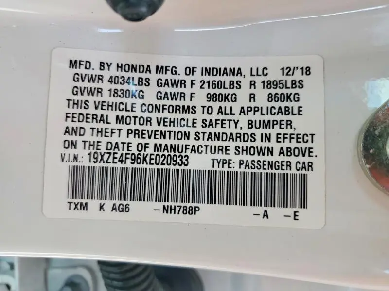 2019 HONDA INSIGHT TOURING  