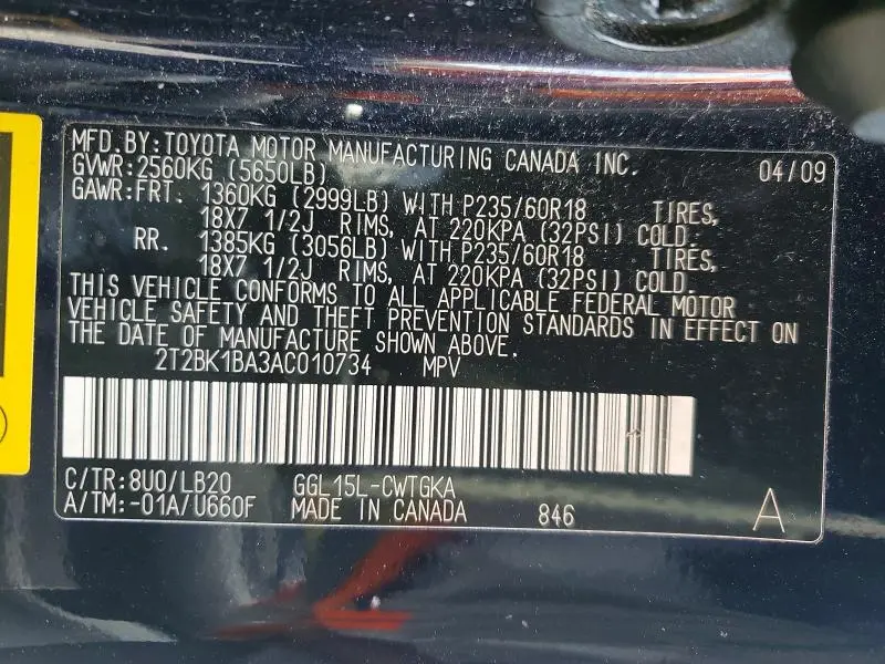 2010 LEXUS RX 350  