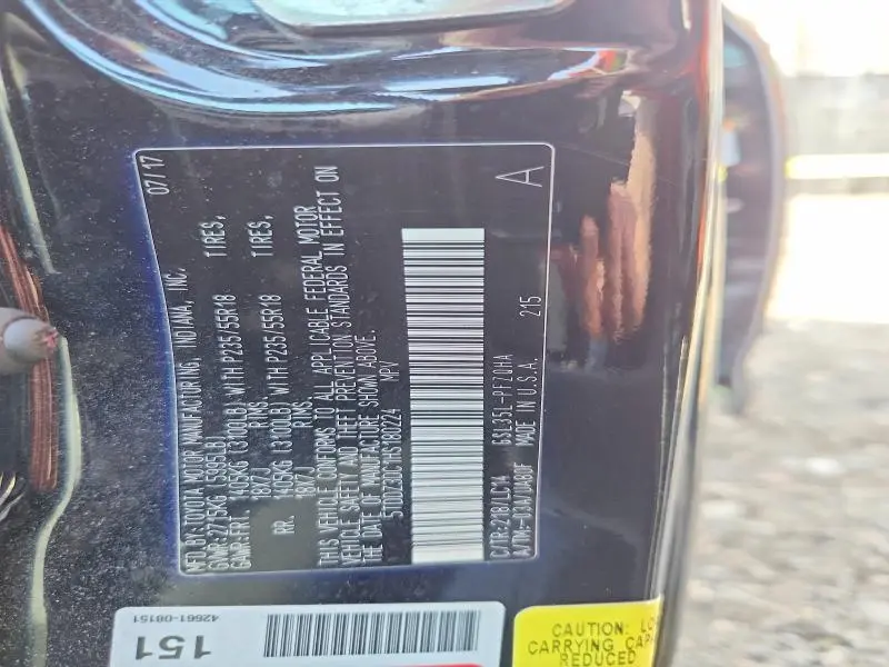 2017 TOYOTA SIENNA XLE 7-PASSENGER  