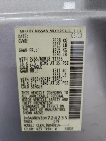 2013 NISSAN FRONTIER S  