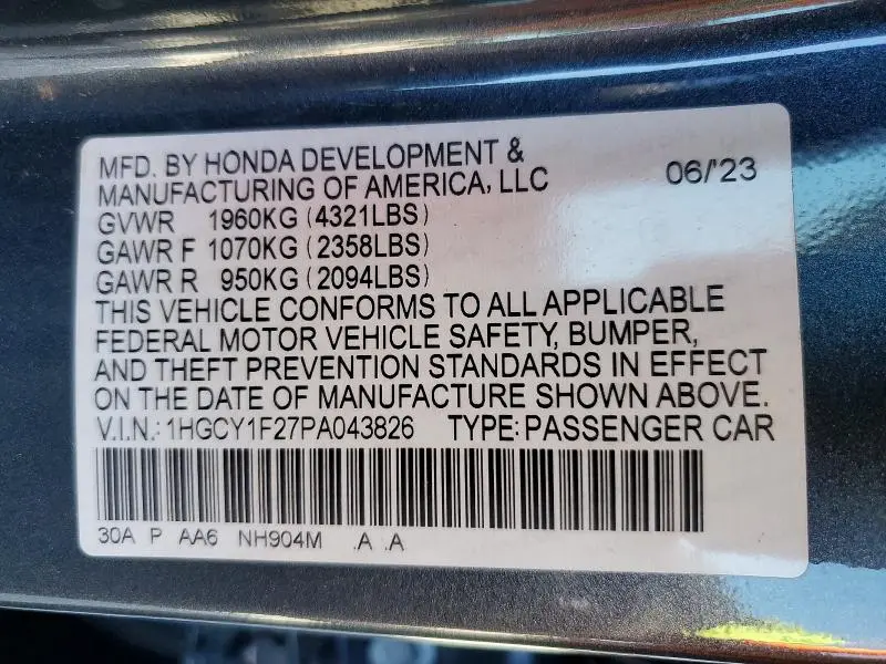 2023 HONDA ACCORD LX  