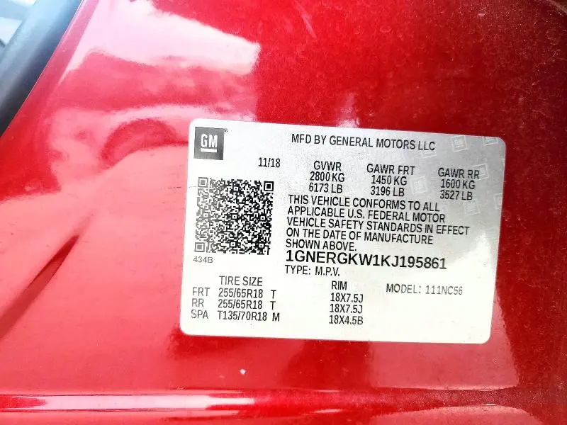 2019 CHEVROLET TRAVERSE LT  