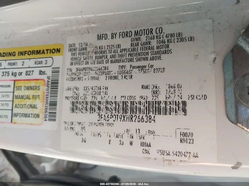 2017 FORD FUSION SE