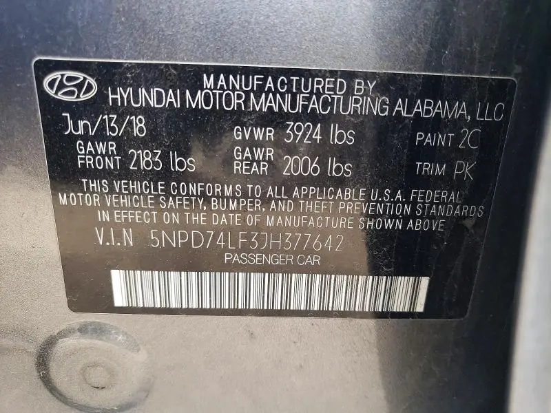 2018 HYUNDAI ELANTRA SE  