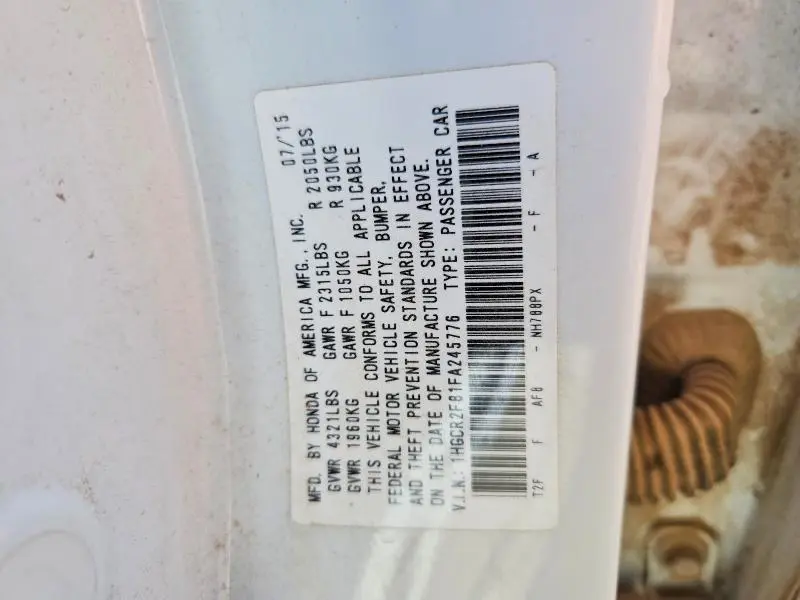 2015 HONDA ACCORD EXL  