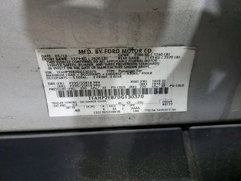 2013 FORD TAURUS SEL  