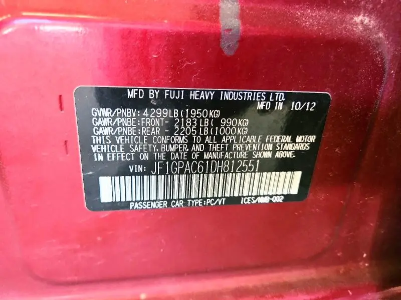 2013 SUBARU IMPREZA PREMIUM  