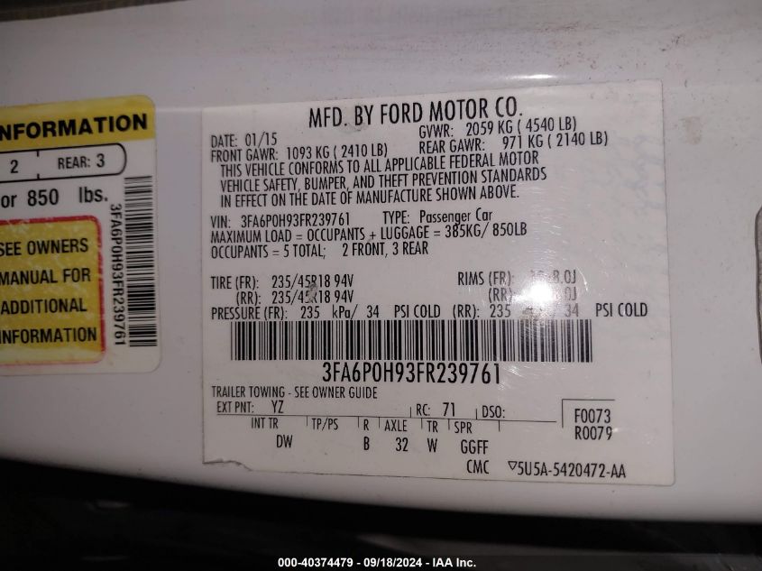 2015 FORD FUSION SE