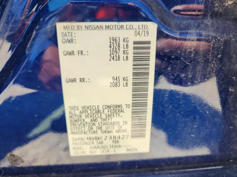 2019 NISSAN ALTIMA S  