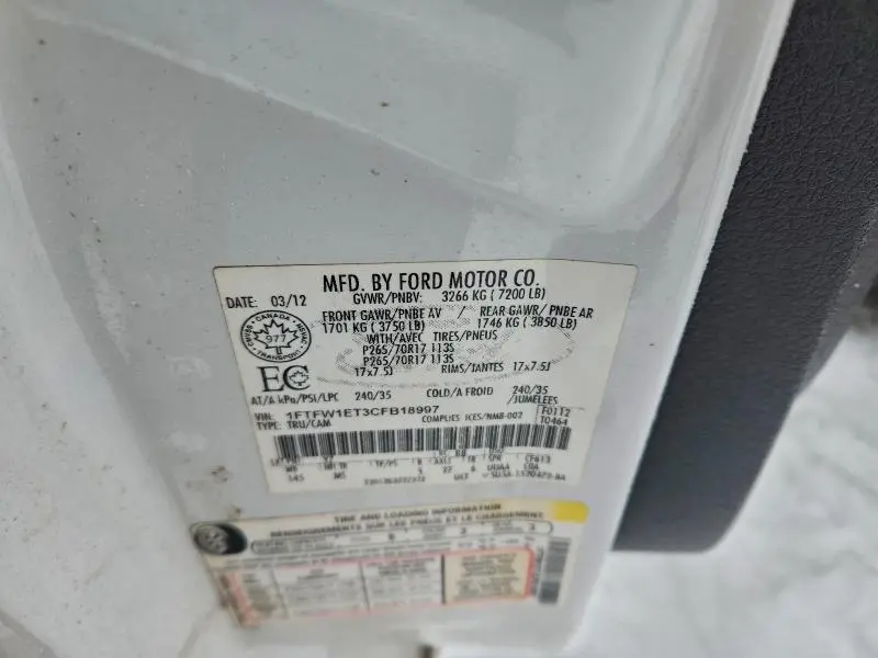 2012 FORD F150 SUPERCREW  