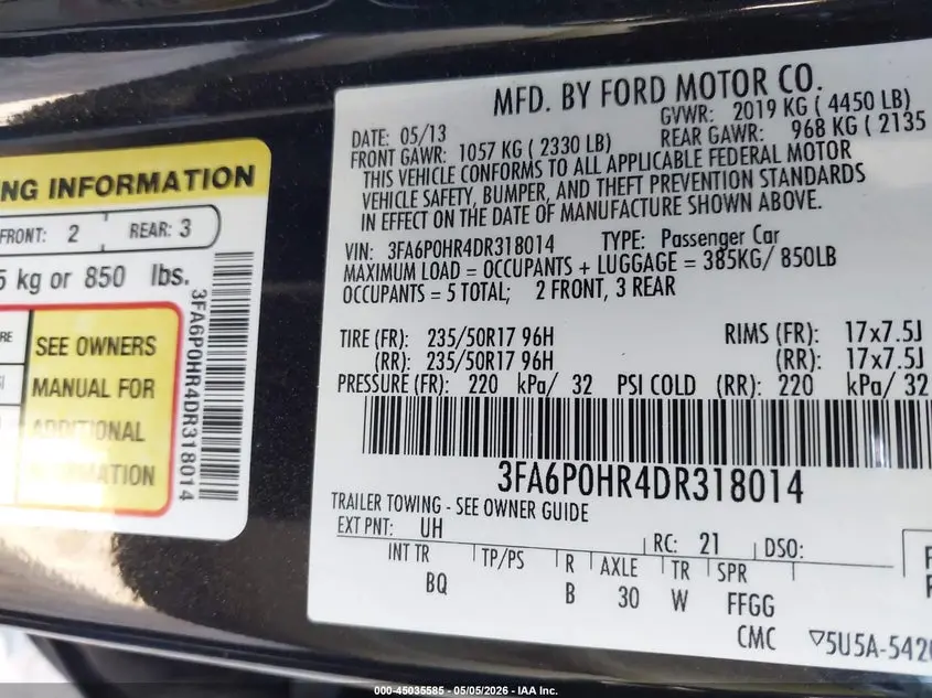 2013 FORD FUSION SE