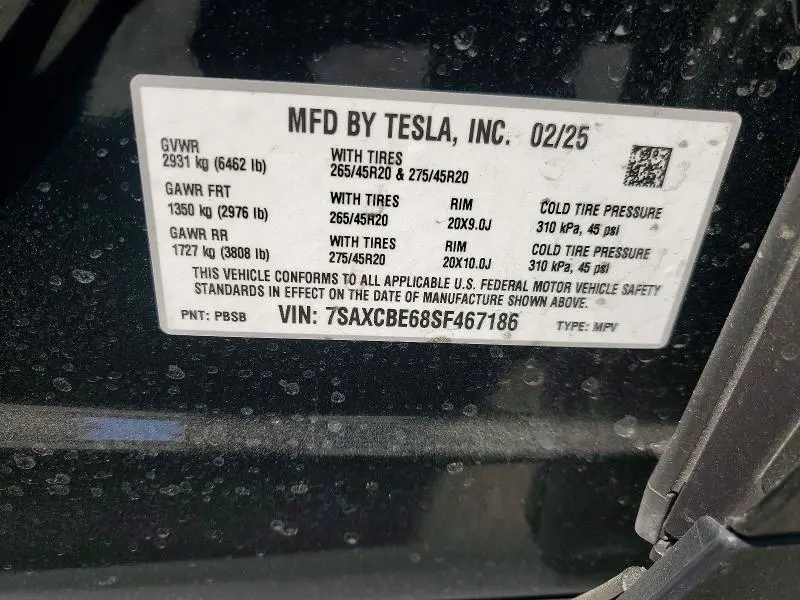 2025 TESLA MODEL X   
