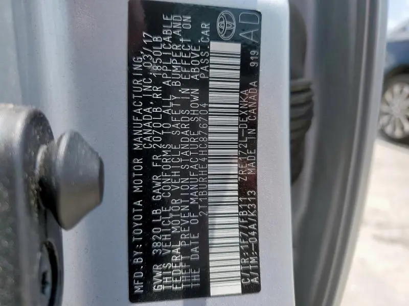 2017 TOYOTA COROLLA L  