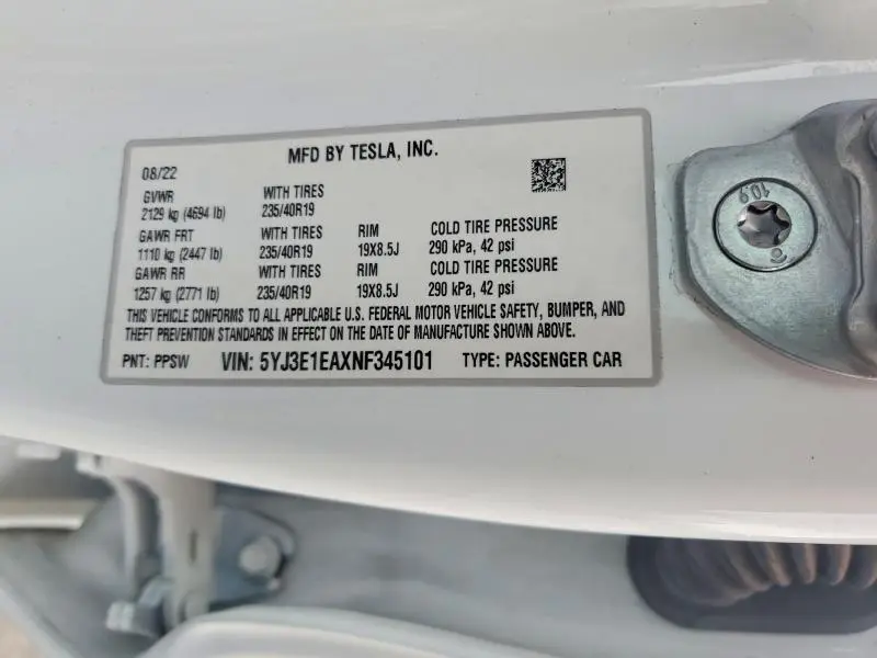 2022 TESLA MODEL 3   