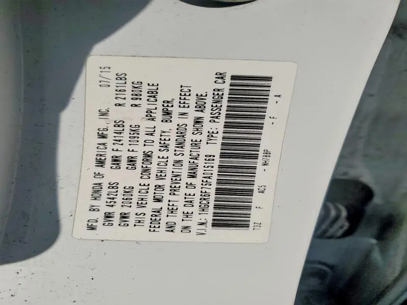 2015 HONDA ACCORD TOURING HYBRID  