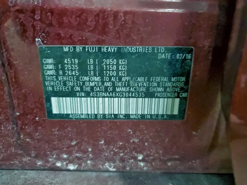 2016 SUBARU LEGACY 2.5I  